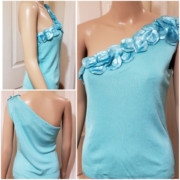 BNWOT| Joseph A. {SKY BLUE ONE SHOULDER BLOUSE} - Picture 3 of 9